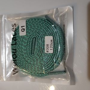 Reflective green shoelaces